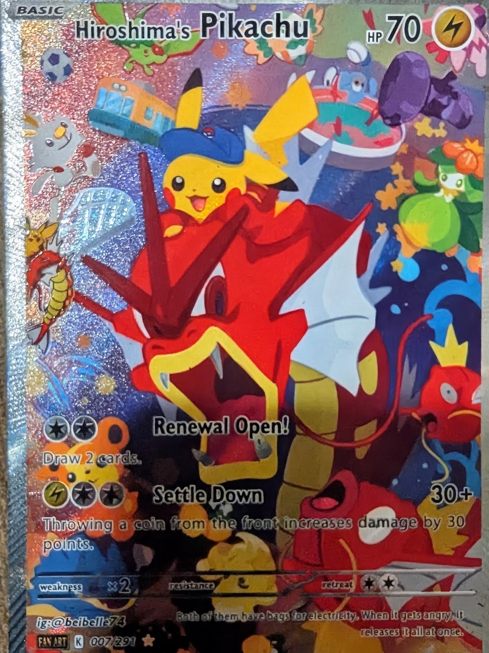 Pikachu & Gyarados Party Poster - Bright Red and Yellow